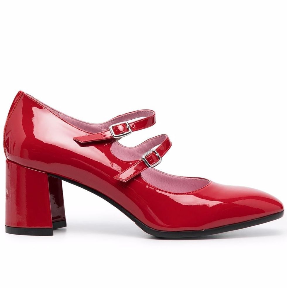 瑪莉珍鞋推薦：Carel紅色漆皮高跟瑪莉珍鞋