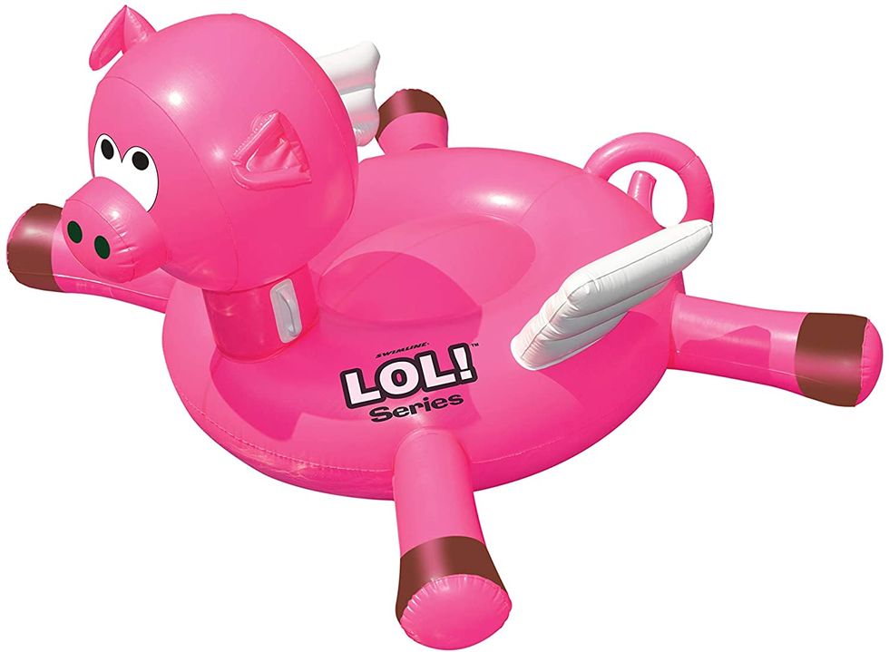 inflatable pig pool float with wings