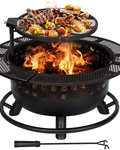 2 in 1 Fire Pit with Swivel Cooking Grill