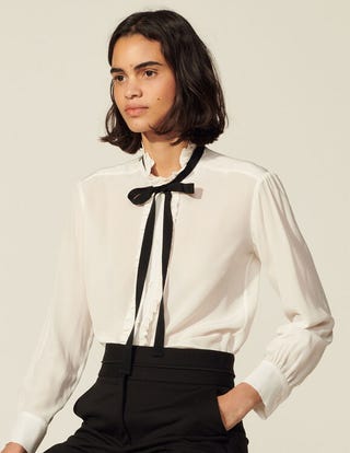 Silk Blouse With Ribbon