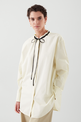 Oversized Contrast-Trim Shirt