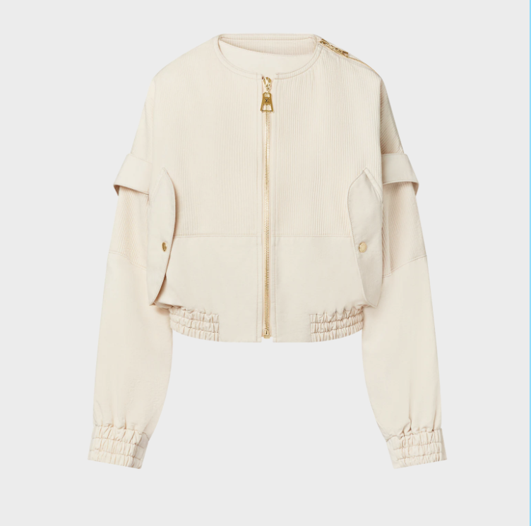 Louis Vuitton Ivory Leather Eyelet Detail Cropped Biker Jacket S Louis  Vuitton