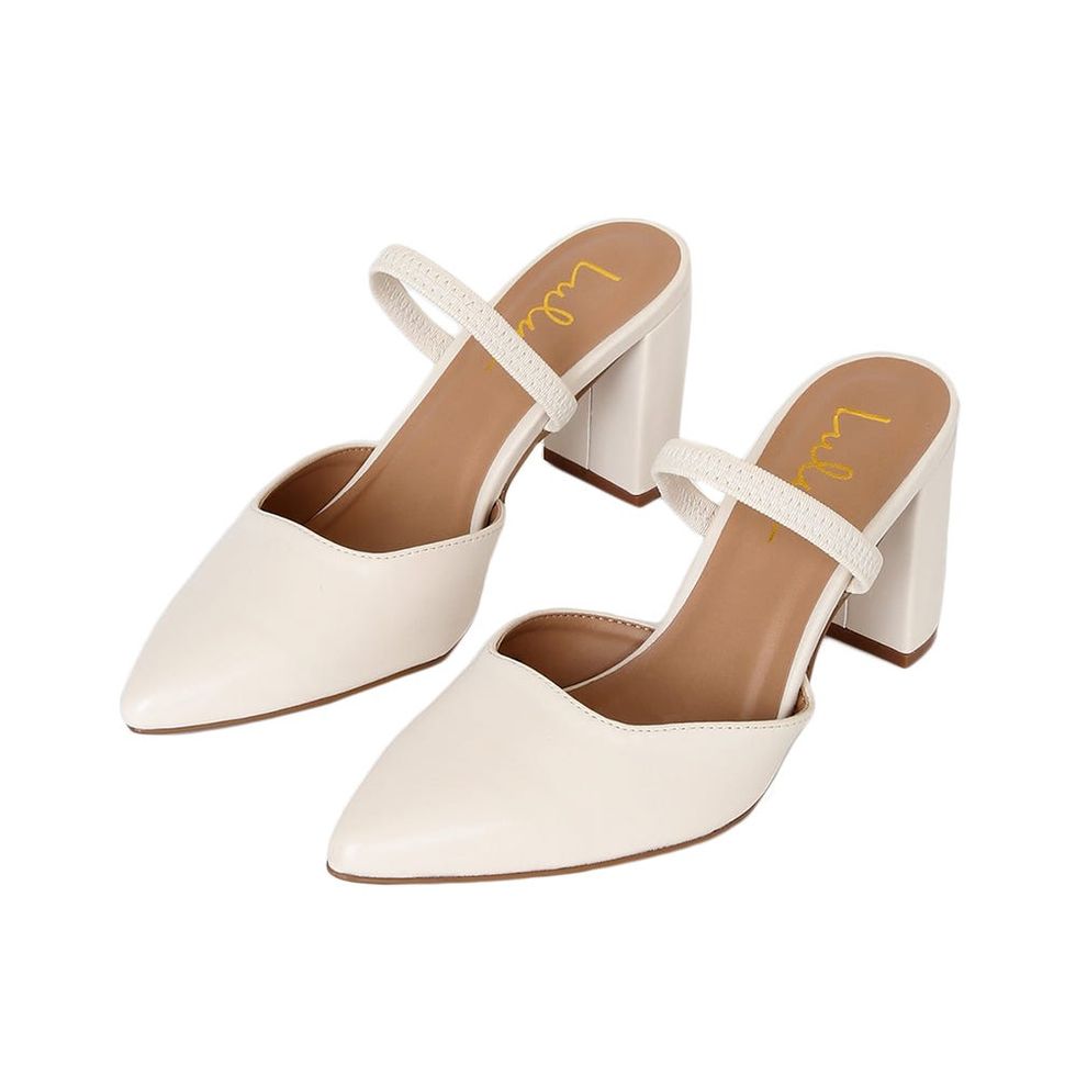 Maryna Off White Pointed-Toe Mules
