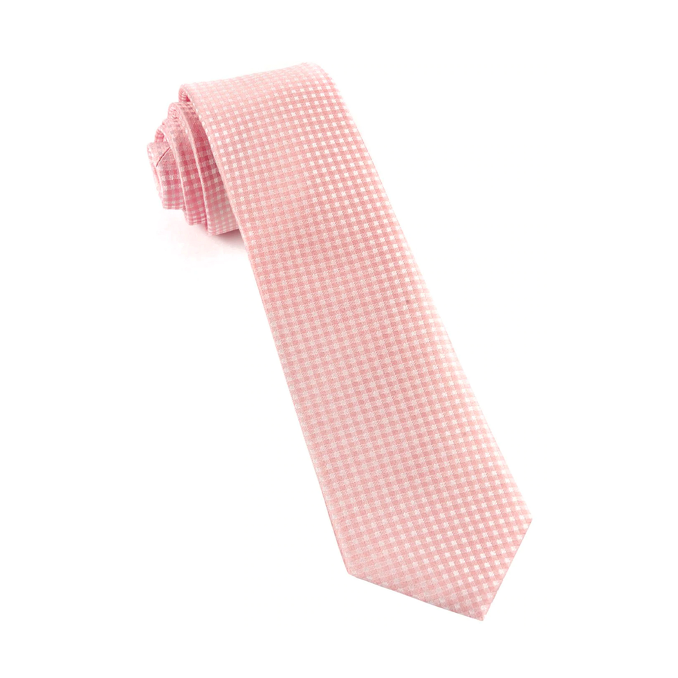 Be Married Checks Blush Pink Tie