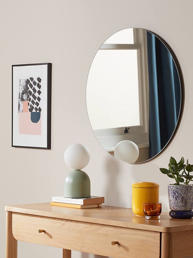 ANYDAYJohn Lewis & Partners Scandi Cut Frame Round Wall Mirror, 50cm, Black