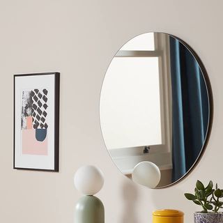 ANYDAYJohn Lewis & Partners Scandi Cut Frame Round Wall Mirror, 50cm, Black