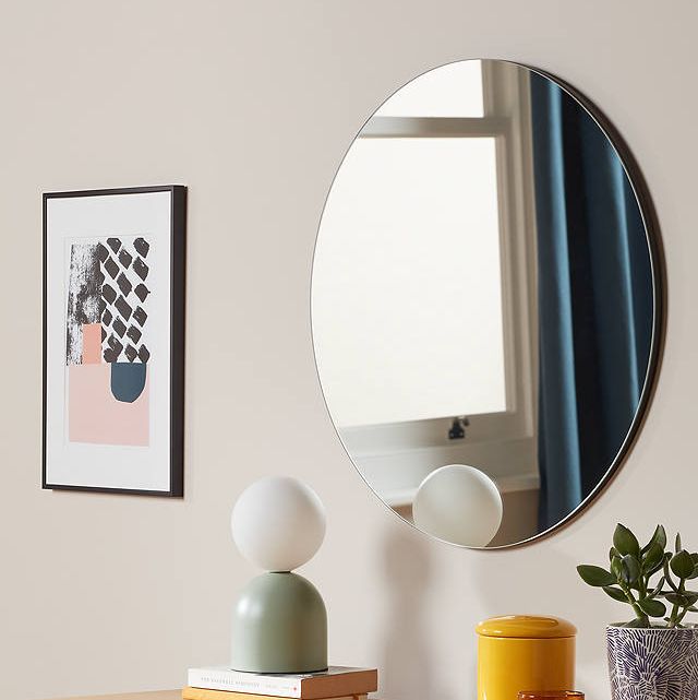 ANYDAYJohn Lewis & Partners Scandi Cut Frame Round Wall Mirror, 50cm, Black