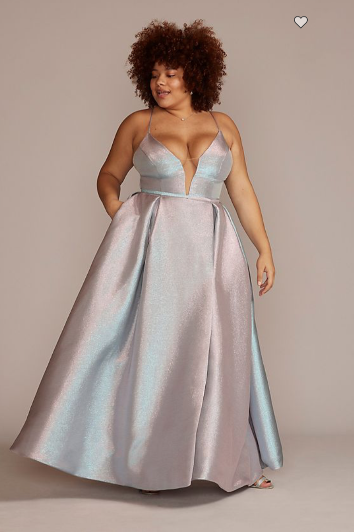 Pleated Iridescent Ball Gown