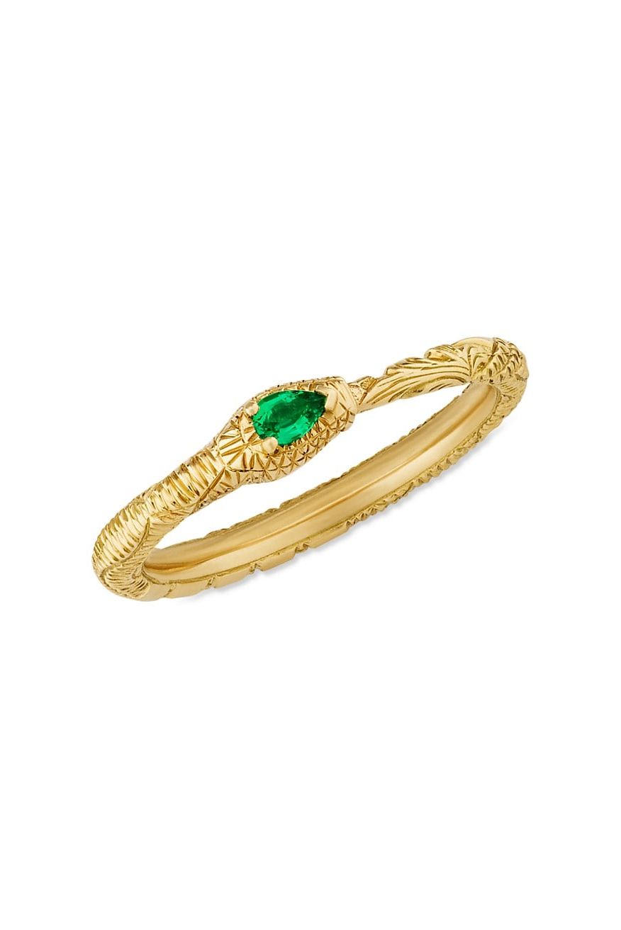Ouroboros 18K Yellow Gold & Emerald Ring