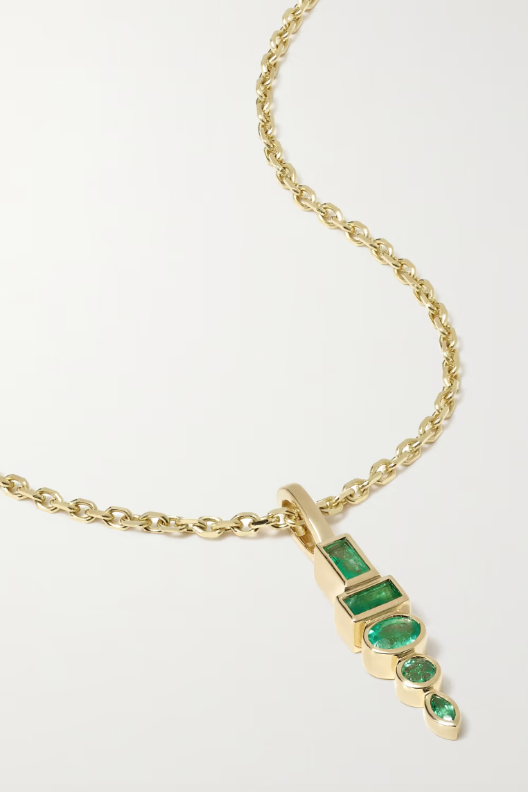 Totem 18-karat gold emerald necklace