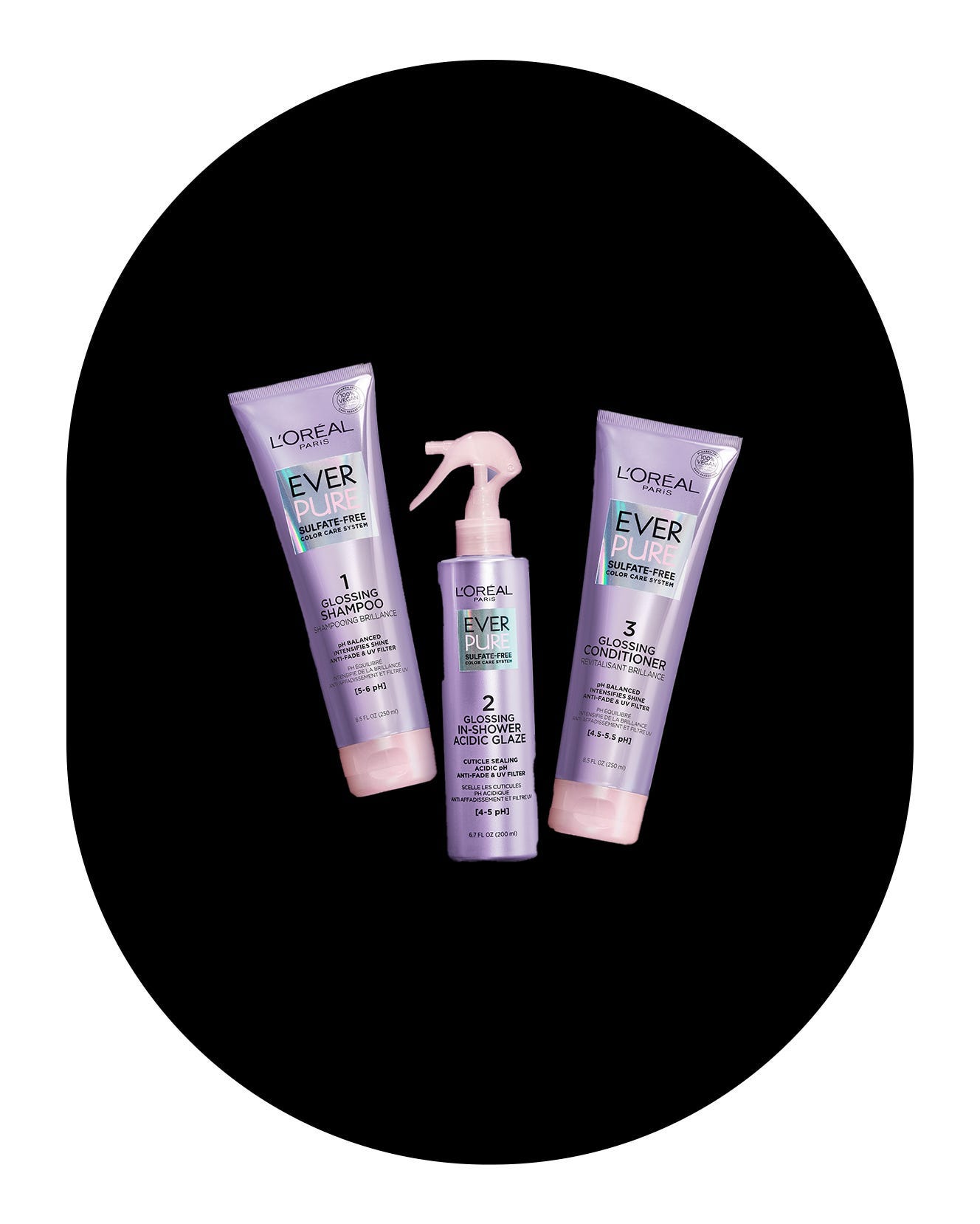 L'Oréal Paris EverPure Sulfate Free Glossing Shampoo, Conditioner, and Treatment Kit