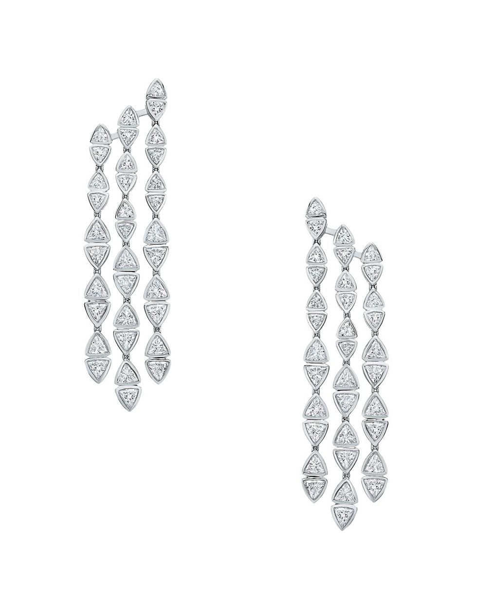 Trillion Cascade 14K White Gold & Lab-Grown Diamond Triple-Strand Drop Earrings
