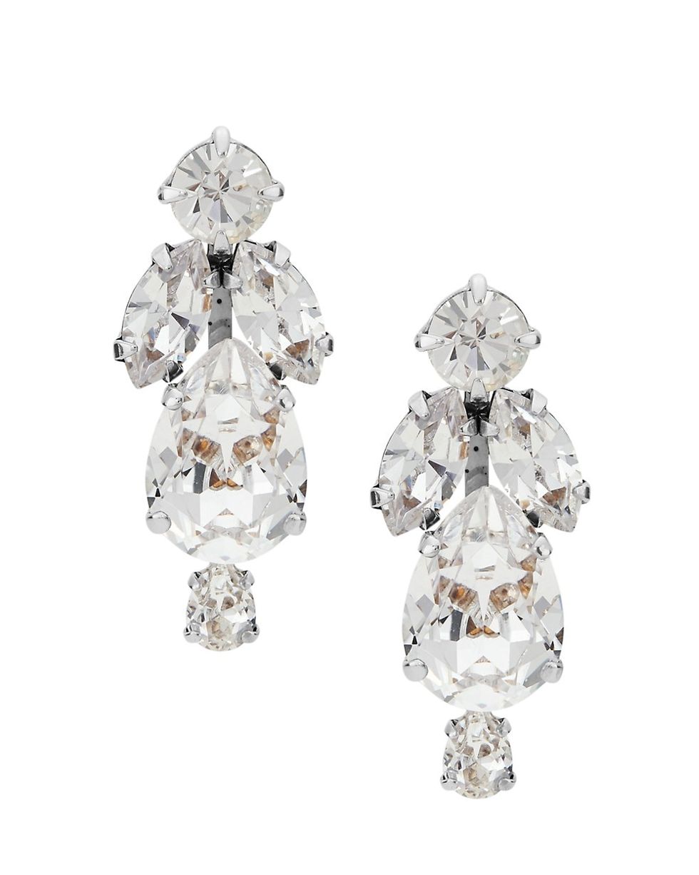 Silvertone & Crystal Small Drop Earrings