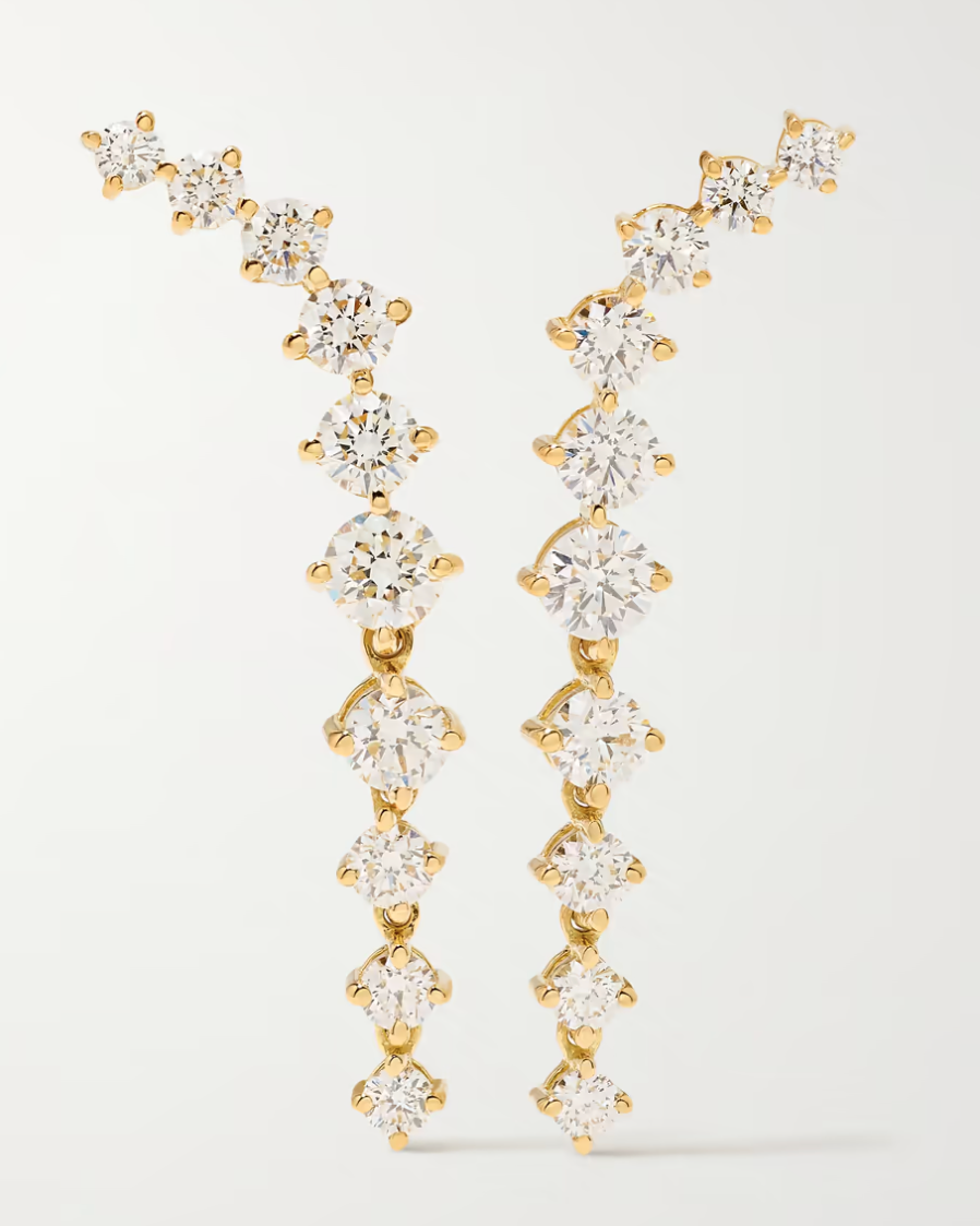 Aria Dagger 18-Karat Gold Diamond Earrings