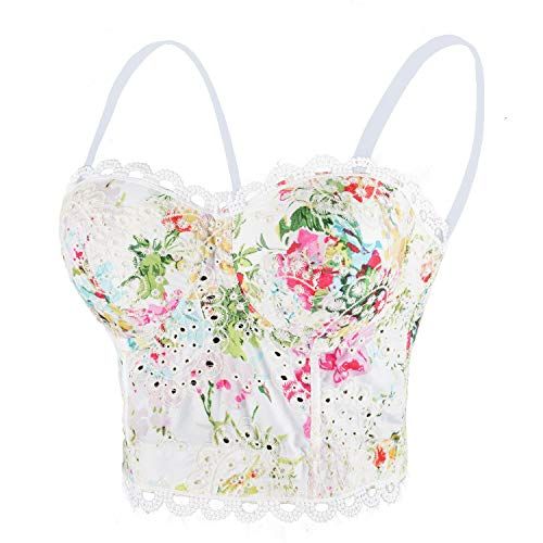 Embroidery Floral Hollow Lace Bustier Top 