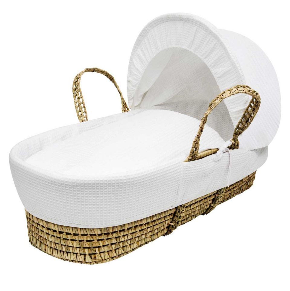 White Waffle Palm Moses Basket
