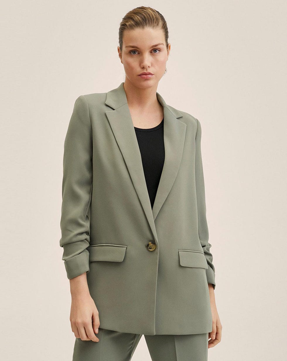 Ruched Sleeve Blazer