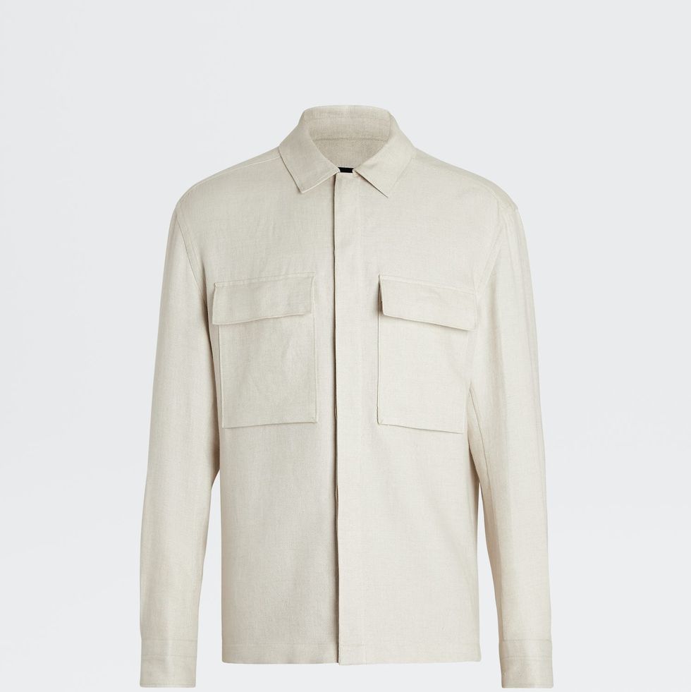 DOUBLE LAYER LINEN TWILL OVERSHIRT