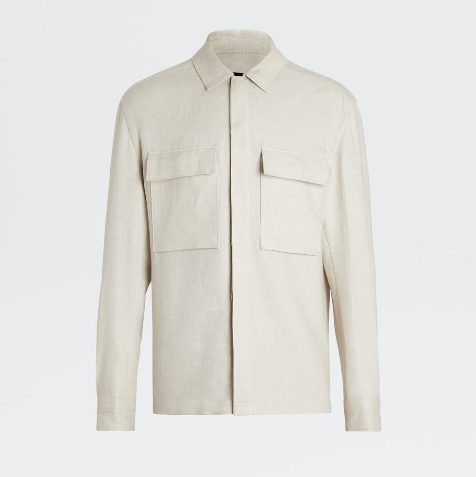DOUBLE LAYER LINEN TWILL OVERSHIRT