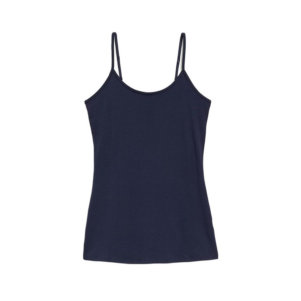 The Navy Square Neck Ruched Tank Top & Reviews - Navy - Tops | RIHOAS