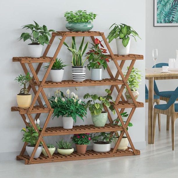 6-Tier 15 Pots Wooden Plant Stand 