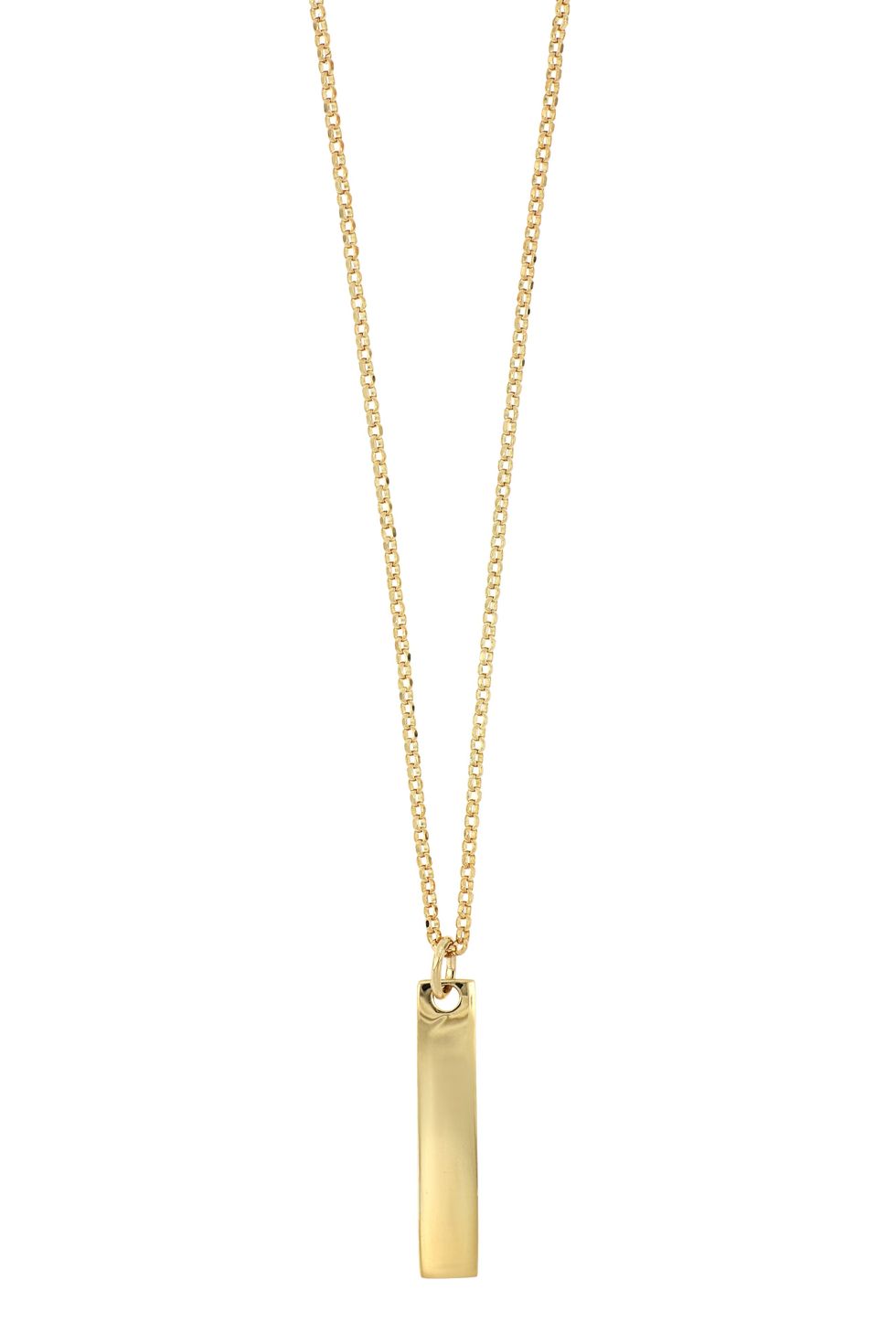 14K Gold Bar Pendant Necklace