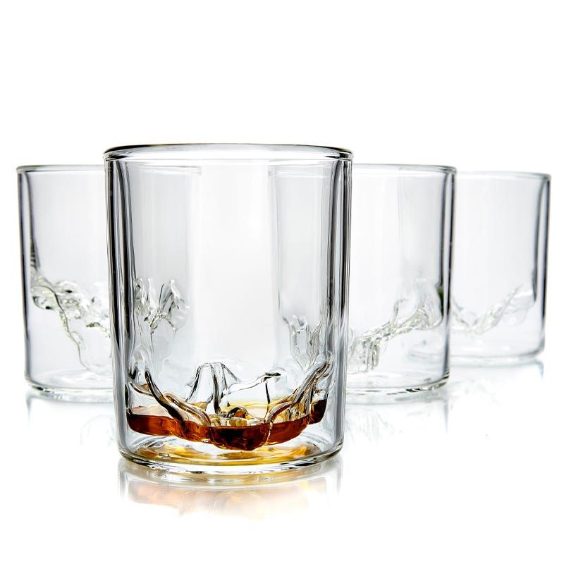 Whiskey Glasses with Raised Topographic Impression