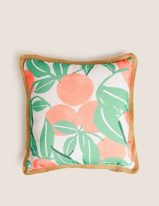 Set of 2 Orange Print Outdoor Cushions