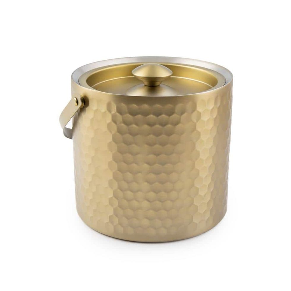 Insulated Gold Faceted Ice Bucket