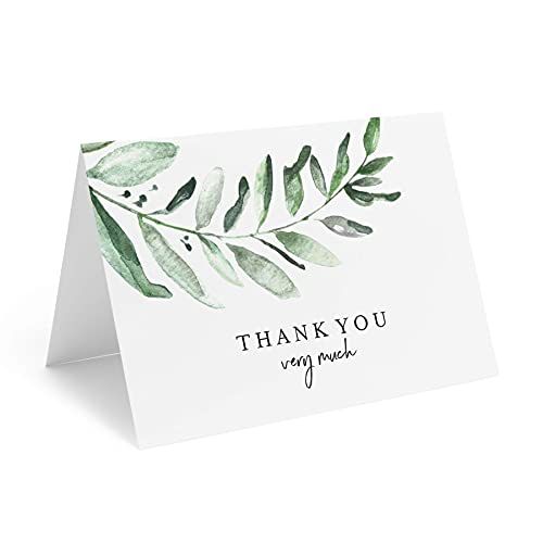 Greenery Thank You Cards With Envelopes, Pack of 25
