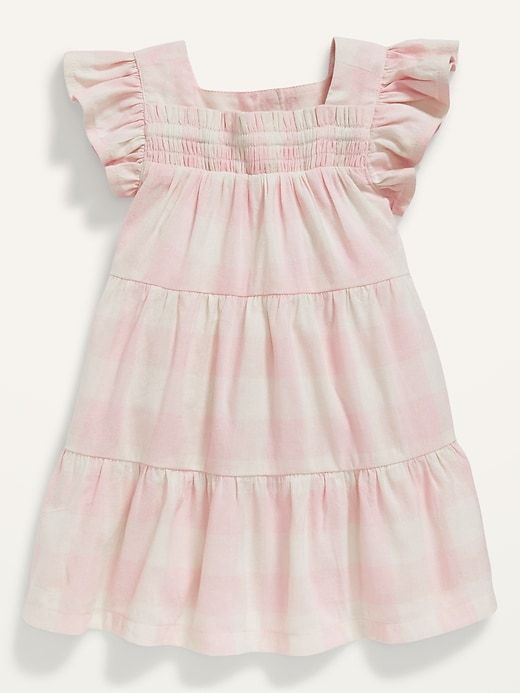 Ruffle-Trim Tiered Gingham Swing Dress for Baby