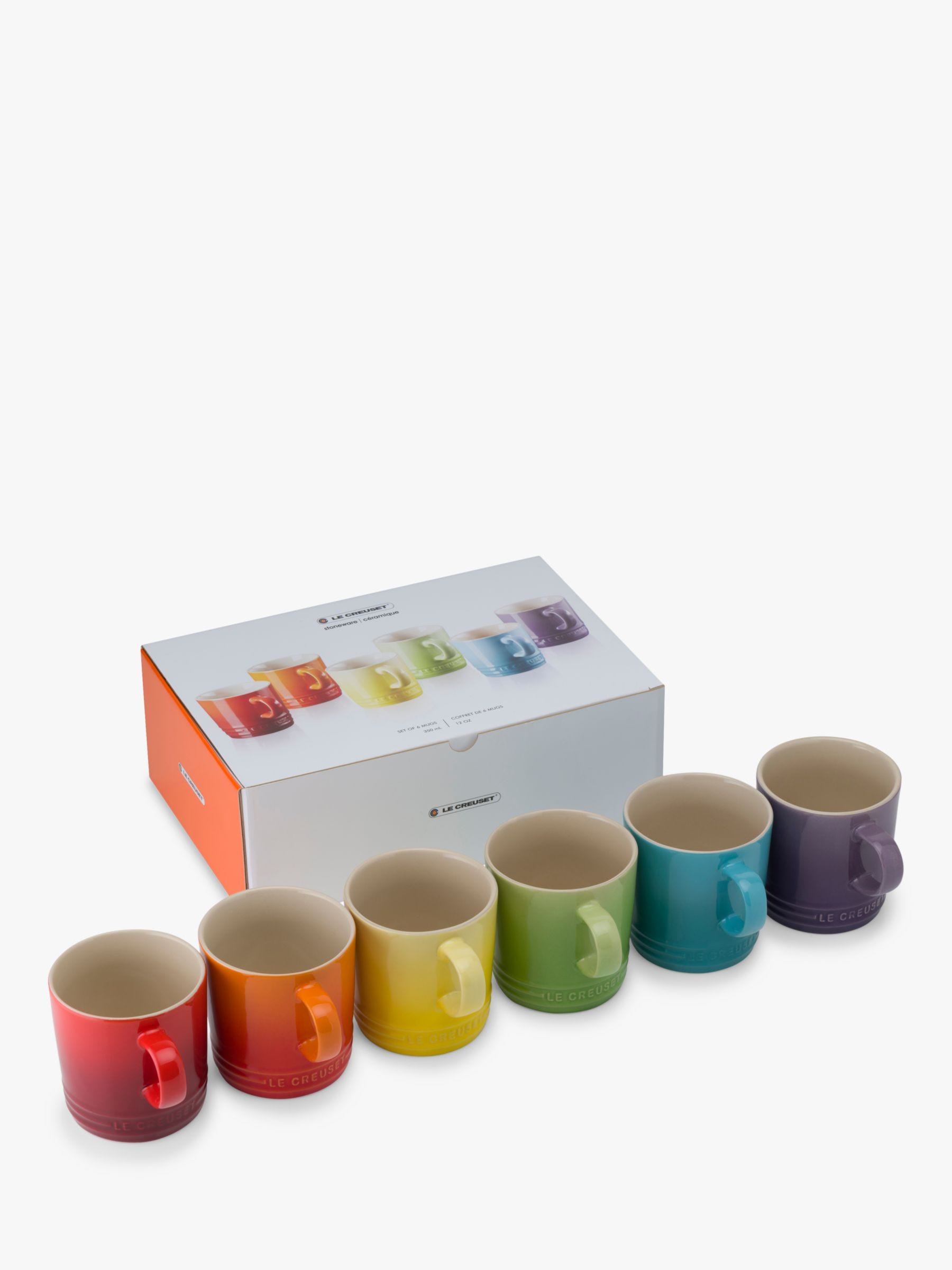 Rainbow Mugs, Set of 6