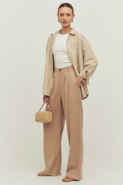 Mango Belted High Waist Trousers | eBay