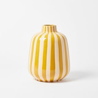 Riviera Stripe Yellow Ceramic Vase
