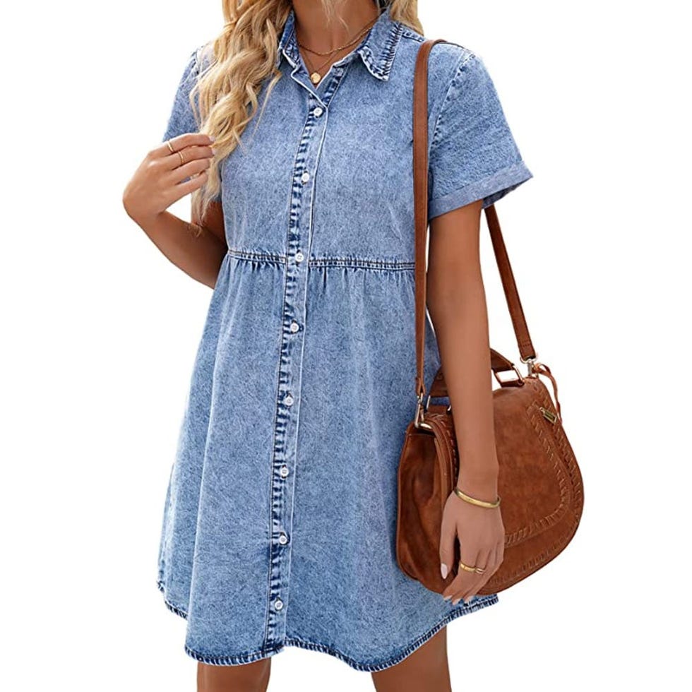 Button Down Dress for Women Denim Babydoll Dress