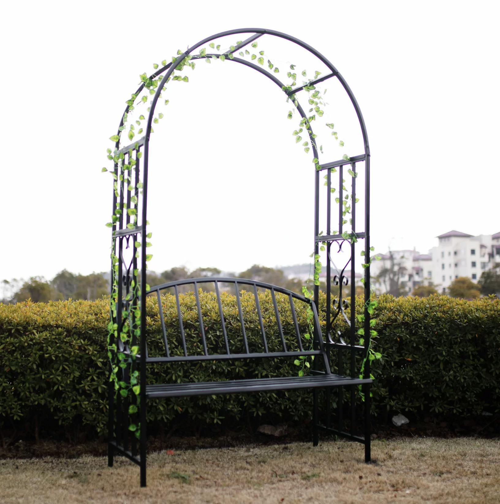 Wooden Trellis Rose Arch with Planters Patio Arbour Archway Waterproof Paint 