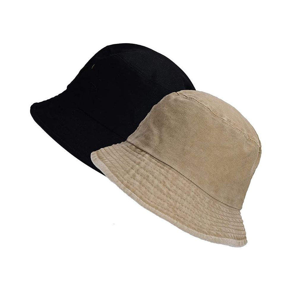 CLASSYMESSI Combo Pack of 2 Bucket Hat White Shade Black Bucket Hats for Men and Women Cotton Hats for Girls Wide Brim Floppy Summer