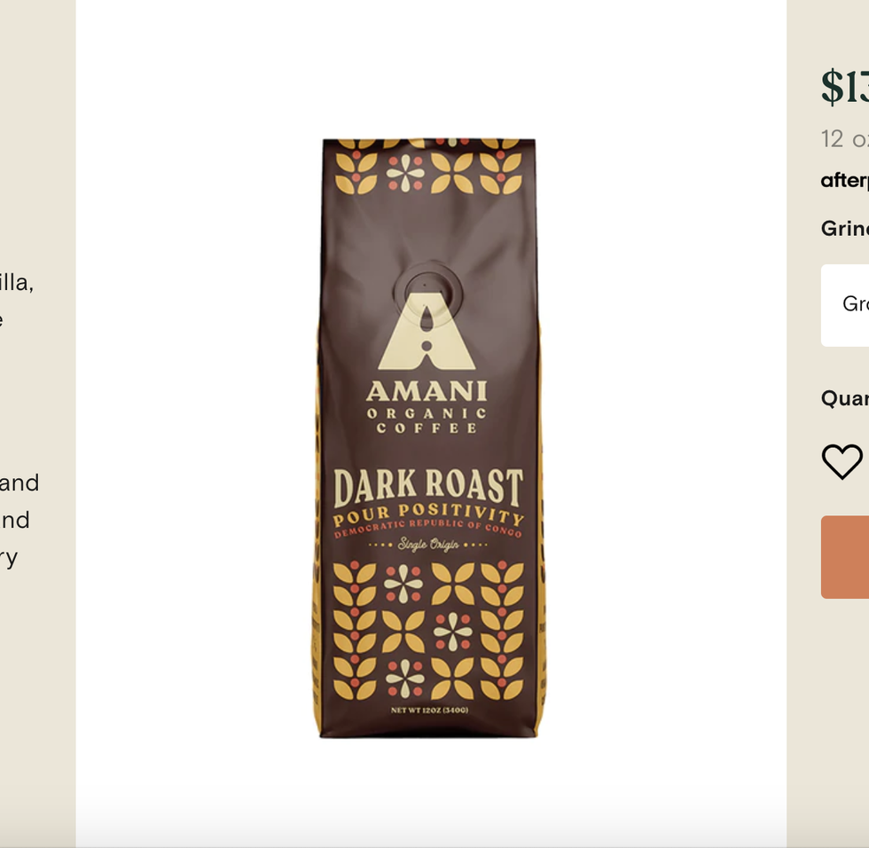 Amani Organic Coffee Organic Dark Roast