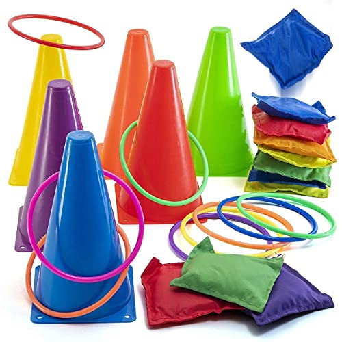 Yard Games Set With Ring Toss, Cones, and Bean Bags Yard Games Set With Ring Toss, Cones, and Bean Bags
