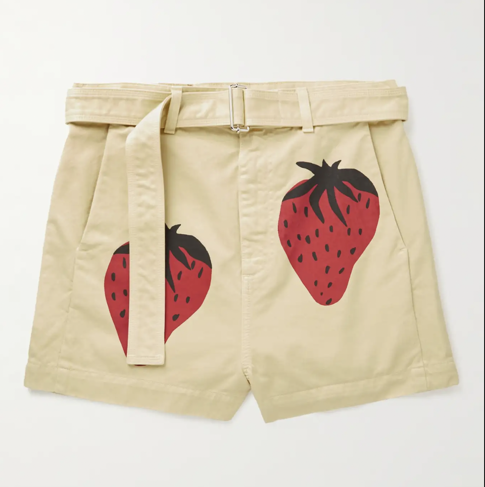 Straight-Leg Belted Printed Cotton-Twill Shorts