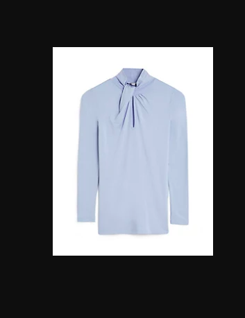 Tencel™ Rich Twist Neck Long Sleeve Top 