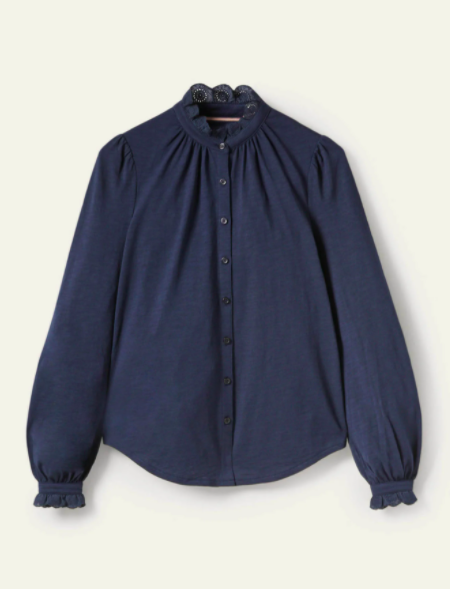 Broderie Trim Jersey Shirt