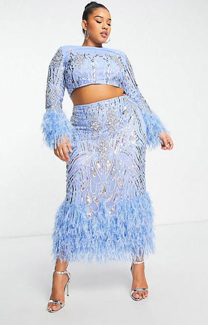 asos blue sequin skirt