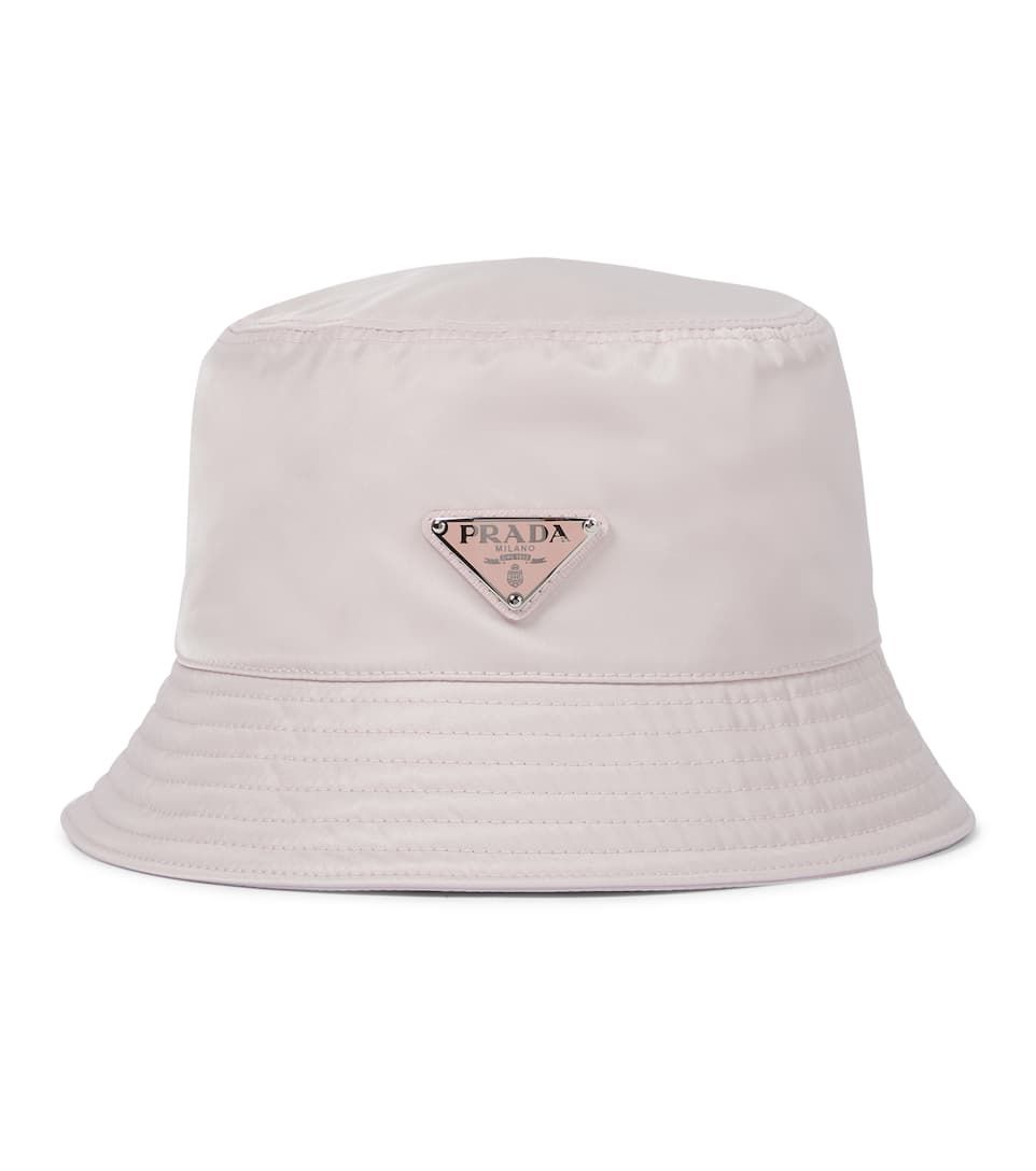 Pale blush nylon bucket hat with triangle logo