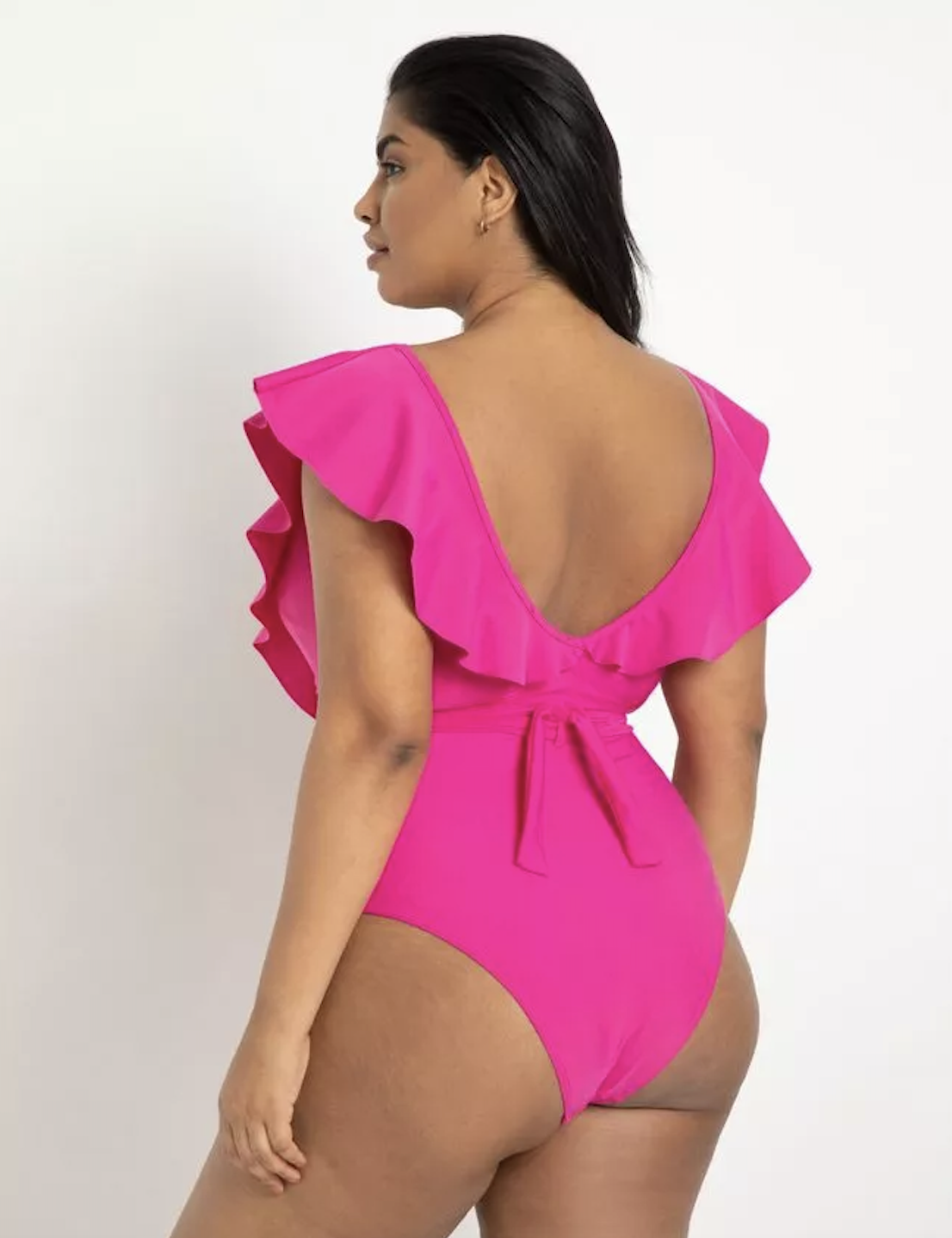 New Boohoo Strawberry Scoop Neck Low Back Swimsuit in Pink Beach Swimwear SE17 