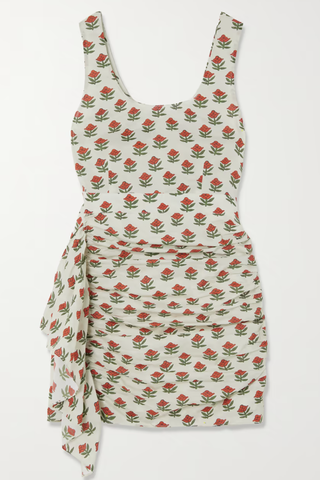 Tilda Asymmetric Ruffled Floral-print Cotton Mini Dress