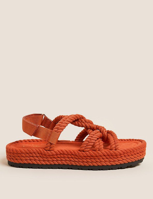 Woven Strappy Flat Sandals