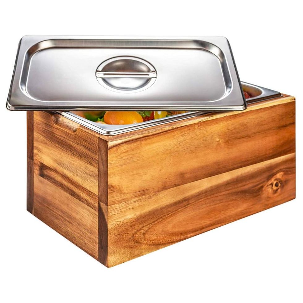 Kitchen Compost Bin 0.8 Gal Compact Sized Rust-proof Stainless Steel and  Acacia Wood Compost Bin for Kitchen Countertop 