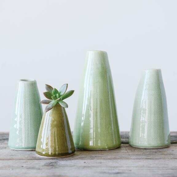 Pistachio Green Terracotta Vases — Set of 4