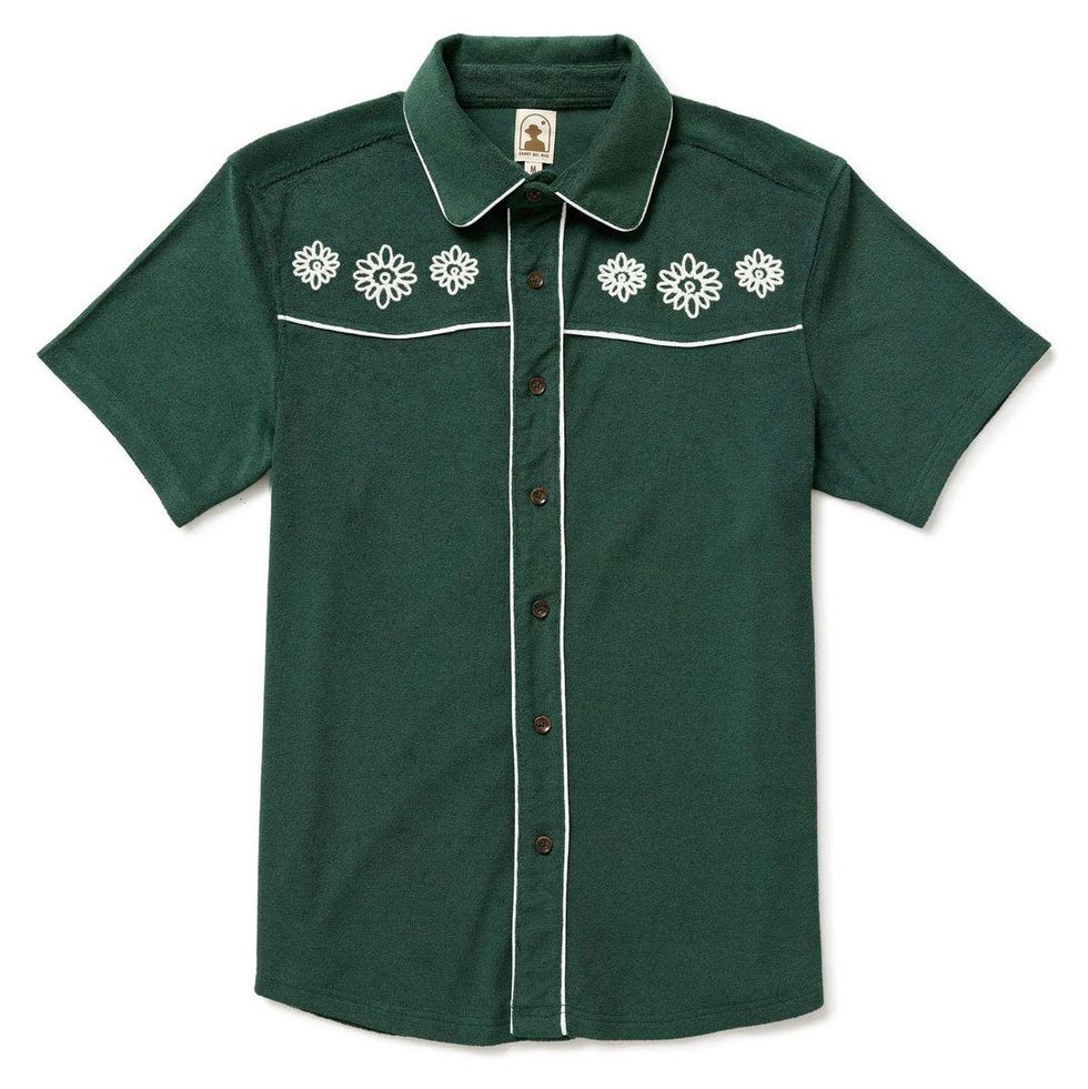 Gaucho Terry Cloth Shirt in Emerald